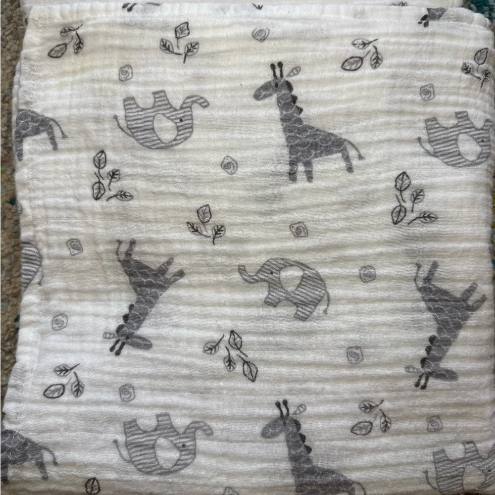 Kids Animal Print Muslin Swaddle Blankets